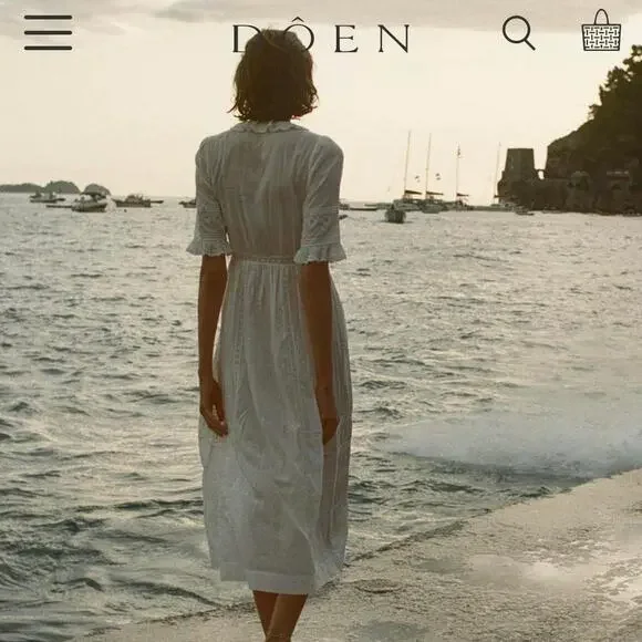 DOEN Rosabella Embroidered Midi Dress bow lace salt white size XS - Picture 4 of 16